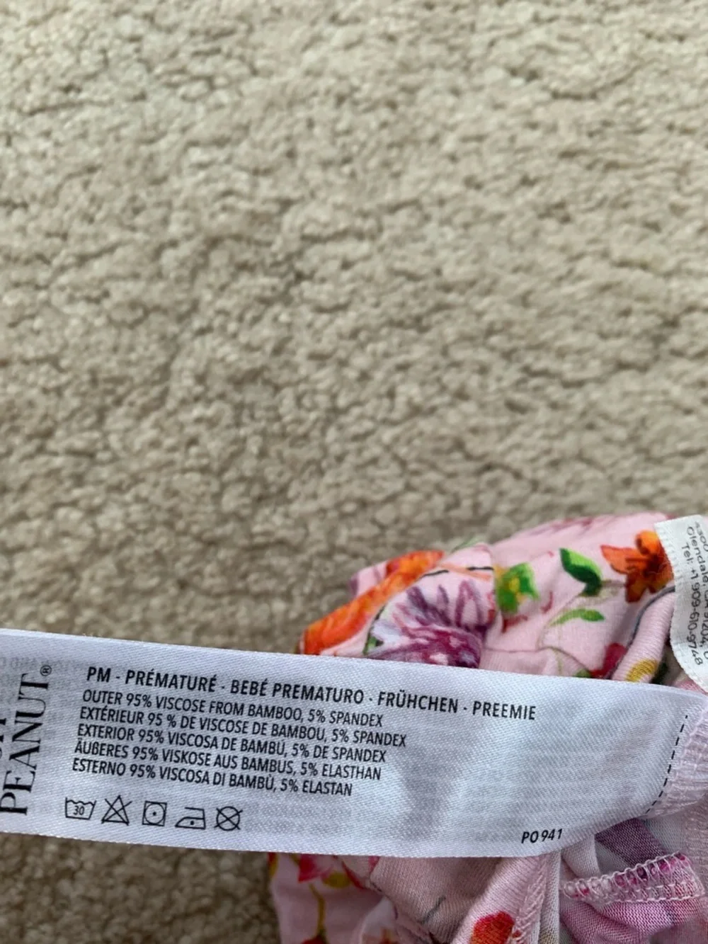 Posh Peanut Size Preemie Pink Watercolor Butterfly Ruffle Bamboo Footie Sleeper